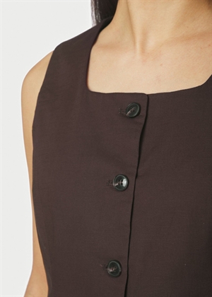 Yula linen waistcoat Dark Brown Neo Noir 